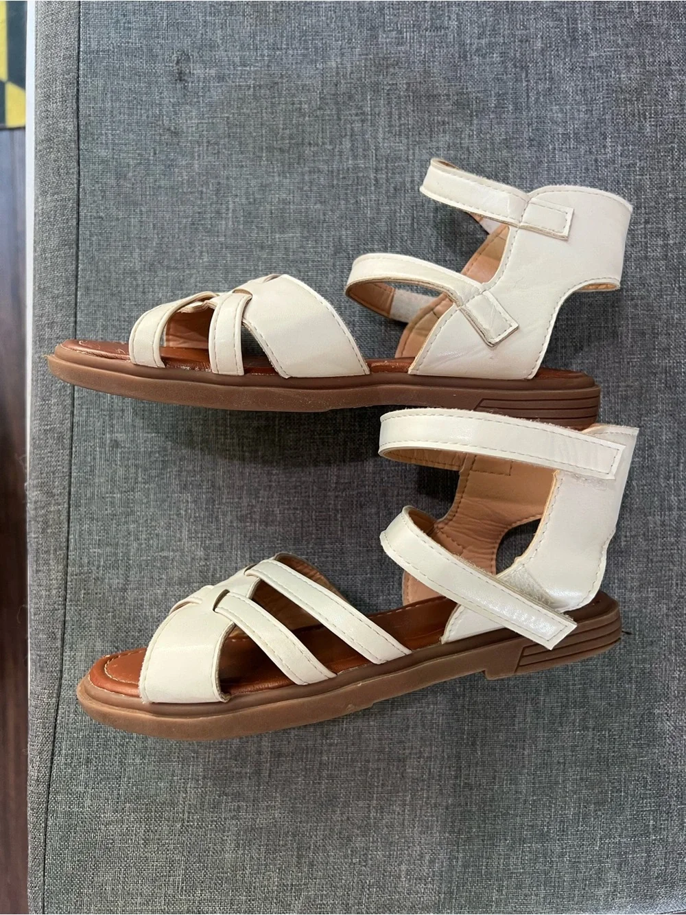 Girls Velcro white strappy sandals
